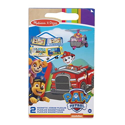 Melissa and Doug PAW Patrol Take-Along Magnetic Jigsaw Puzzles (2 15-Piece Puzzles) - PAW Patrol-Themed Magnetic Travel Puzzles For Toddlers and Kids Ages 3+