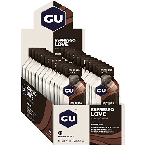 GU Energy Original Sports Nutrition Energy Gel, 24-Count, Espresso Love