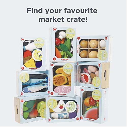 Le Toy Van Honeybake Collection Vegetables '5 A Day' Crate Set Premium Wooden Toys for Kids Ages 3 Years and Up