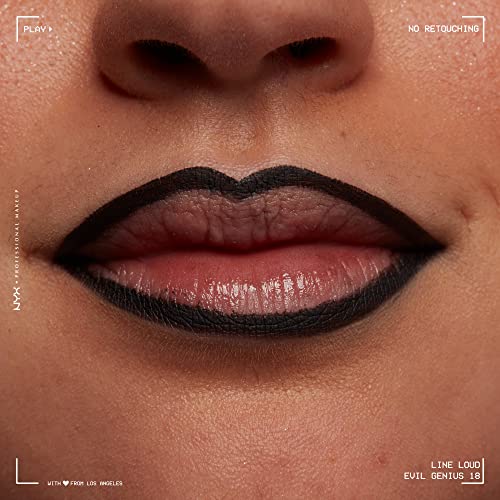 NYX PROFESSIONAL MAKEUP Line Loud Lip Liner, Longwear and Pigmented Lip Pencil with Jojoba Oil and Vitamin E - Evil Genius (Black)