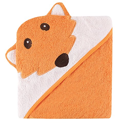 Luvable Friends Unisex Baby Cotton Animal Face Hooded Towel, Fox, One Size