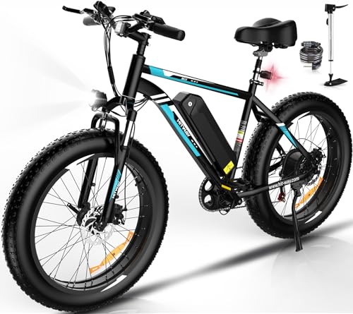 HITWAY Electric Bike for Adults, 26' × 2.125/3.0/4.0 Fat Tire E Bike 12Ah/15Ah Removable Electric Bicycle, 500W/750W Mountain Bike Snow Beach Bicycle with 7 Gears