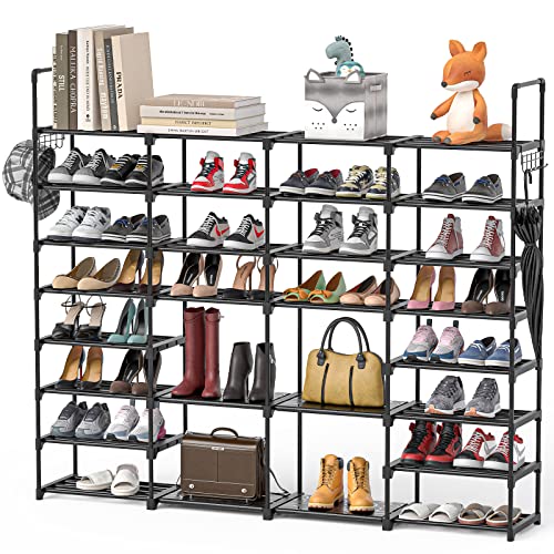 Mavivegue Shoe Rack, 8 Tier 4 Rows Large Shoe Rack Organizer for Garage 72-76 Pairs, Shoe Rack for entryway Closet,Shoe Shelf Shoe Storage Organizer Free Standing Shoe Racks(Black)