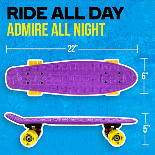 Flybar 22 Inch Kids Skateboard – Penny Board, Mini Cruiser Skateboards for Kids Ages 6-12, Outdoor Toys, Lightweight, Durable, Non-Slip Deck, ABEC-7 Bearings, Holds up to 175 lbs (Purple)