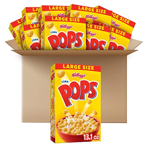 Corn Pops Cold Breakfast Cereal, 8 Vitamins and Minerals, Kids Snacks, Large Size, Original, 8.1lb Case (10 Boxes)