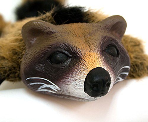 Hyper Pet Real Skinz Plush Dog Toy with Squeaker, Raccoon Brown Large