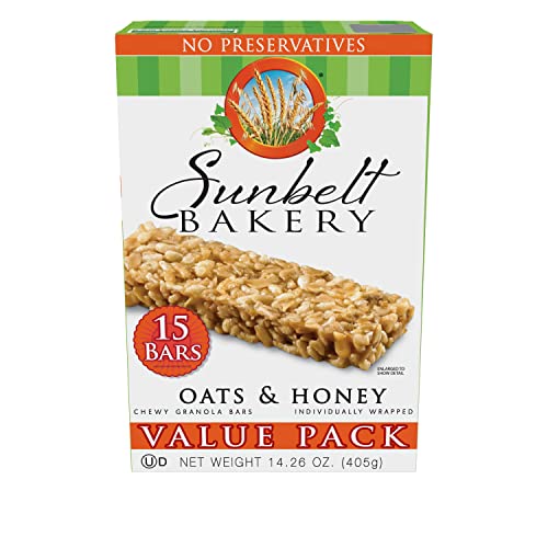 Sunbelt Bakery Oats and Honey Chewy Granola Bars, Value Pack, 1.0 OZ, 15 Count (1 Box)