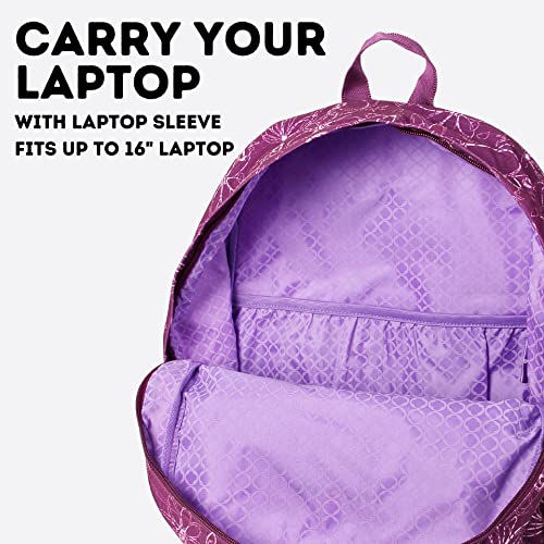 J World New York Oz Backpack for Teen Girls Boys Womens School Bookbag, Love Purple, One Size
