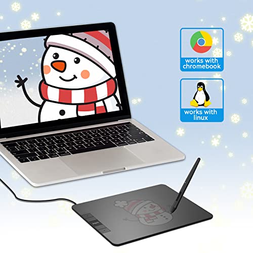 PNBOO PN640 Drawing Tablet, 8192 Professional Levels Pressure, Support Chromebook Linux Android Windows Mac, with Battery-Free Stylus, 4 Hot Keys, 6x4 Inches Active Area