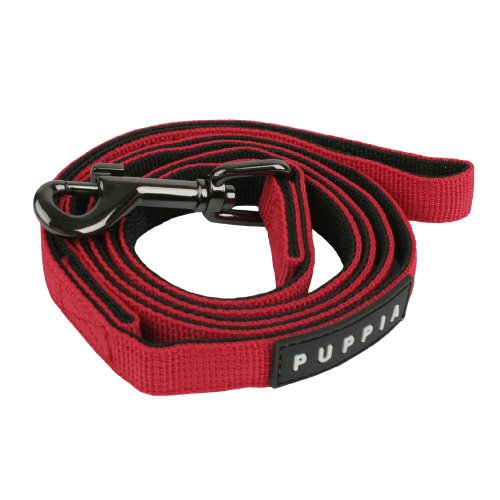 Puppia Two Tone Dog Lead Strong Durable Comfortable Grip Walking Training Leash for Small and Medium Dog, Red, Medium