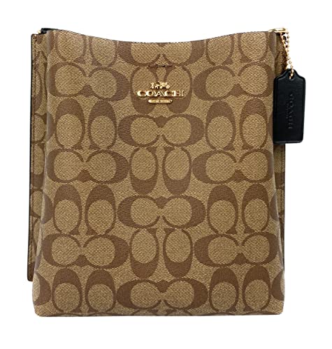 Coach Mollie Bucket Bag 22 in Signature Canvas (Khaki/Black)