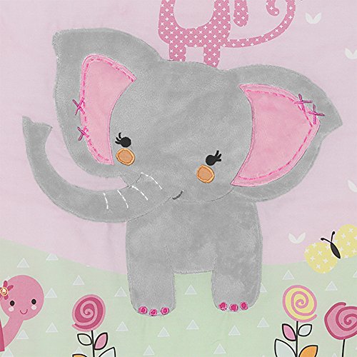 Bedtime Originals Twinkle Toes Jungle Elephant 3 Piece Bedding Set, Pink/White