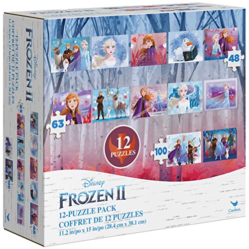 Disney Frozen 2 12-Pack of Jigsaw Puzzles for Families, Kids, and Preschoolers Ages 4 and Up