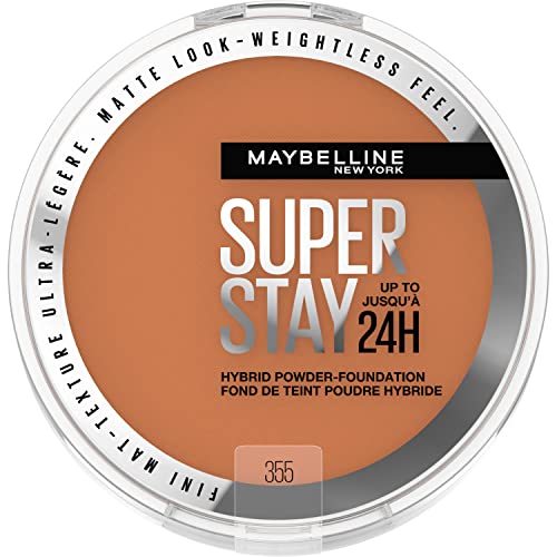 Maybelline Super Stay Up to 24HR Hybrid Powder-Foundation, Medium-to-Full Coverage Makeup, Matte Finish, 355, 1 Count