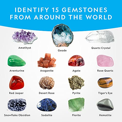 NATIONAL GEOGRAPHIC Mega Gemstone Dig Kit – Dig Up 15 Real Gemstones and Crystals, STEM Activities for Kids, Gem Mining Kit, Great Educational Science Gift for Girls and Boys (AMAZON EXCLUSIVE)