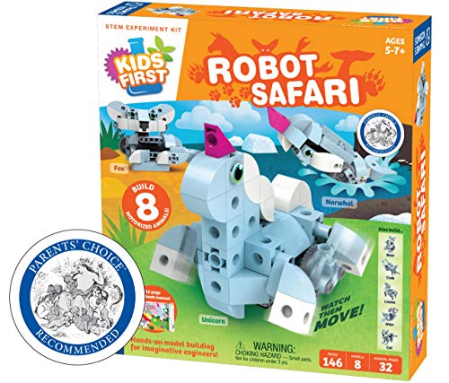 Thames and Kosmos Kids First: Robot Safari - Introduction to Motorized Machines Science Experiment Kit for Ages 5 to 7, Build 8 Robotic Animals Including A Unicorn, Llama, Narwhal and More