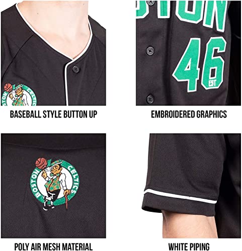 Ultra Game NBA Miami Heat Mens Mesh Button Down Baseball Jersey Tee Shirt, Black, XX-Large