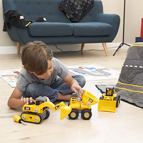 Funrise Caterpillar CAT Construction Build Your Own Junior Crew Excavator Building Toy, Yellow (80903)