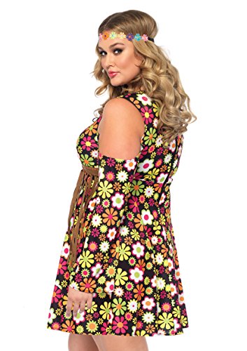 Leg Avenue Women's 2 Pc Starflower Hippie Costume with Dress, Headband, Multi, 3X / 4X