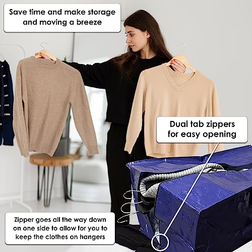 Innovative Haus Extra Large Heavy Duty Blue Moving Bag with Zipper and Strong Handles. Durable Backpack Straps On the Bottom. Space Saving Design Folds Flat for Easy Storage. Perfect for College Dorm Rooms. Great Alternative to Moving Box. 4 Pack