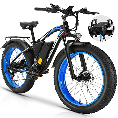 PHILODO Electric Mountain Bike for Adults, Fat Tire Ebike 26' 1000W 48V/17.5Ah Removable Battery 31MPH Electric Bicycles 21-Speed