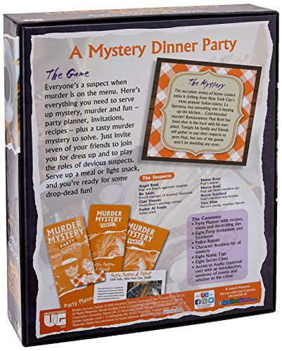 University Games Murder Mystery Party Games - Pasta, Passion and Pistols, Host Your Own Italian Restaurant Murder Mystery Dinner for 8 Players, Solve the Case with Crime Scene Clues, 18 Years and Up