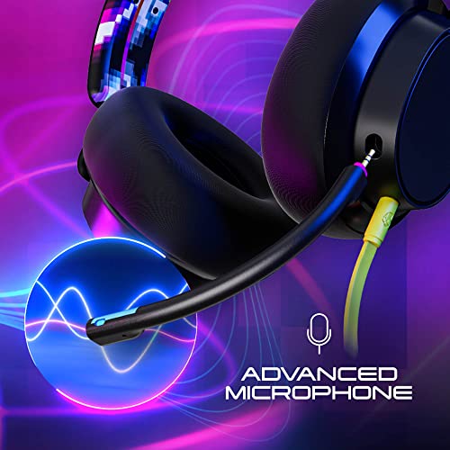 Skullcandy SLYR Wired Over-Ear Gaming Headset/Soft Earpads/Boom Mic/Gaming Headphone/Use with Playstation, PS5, Xbox, Xbox Series X, Nintendo Switch, Mobile, VR, and PC/Kids or Adult - Black