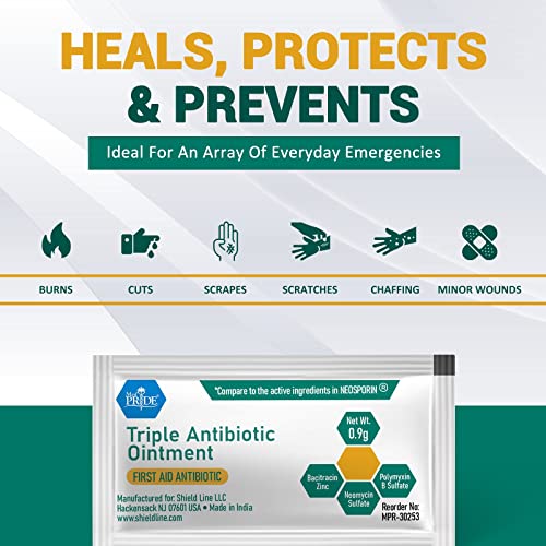 MED PRIDE Triple Antibiotic Ointment [144 Packets x 0.9g Each]- First Aid Antibiotic Cream - Travel-Size Individual Antibiotic Ointment Packets for Burns, Scrapes, Cuts, Wound Care