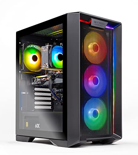 Skytech Nebula Gaming PC Desktop – AMD Ryzen 5 3600 3.6 GHz, NVIDIA RTX 3060, 500GB NVME SSD, 16GB DDR4 RAM 3200, 600W Gold PSU, 11AC Wi-Fi, Windows 11 Home 64-bit