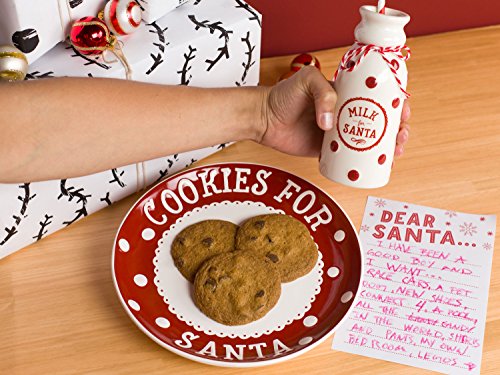 Pearhead Christmas Cookies for Santa Plate, Milk Jug and Dear Notepad Set, Holiday Gift Collection