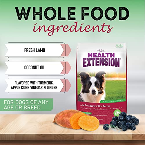 Health Extension Dry Dog Food, Natural Food for All Puppies and Dogs with Added Vitamins and Mineral, Lamb and Brown Rice Recipe (4 Lb / 1.8 Kg)