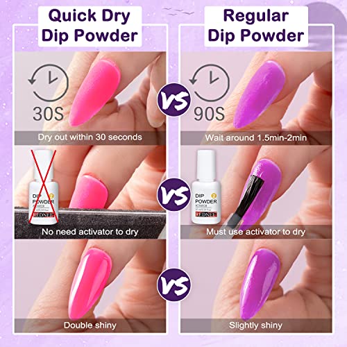 REDNEE 21pcs Dip Powder Kit, 12 Sunset Colors Nail Dipping Kits with Step1-4 Dip Liquids Base and Top Coat Activator, Nail File and Buffer, Cuticle Pusher and Trimmer All-in-One Gift Set for Women RE32