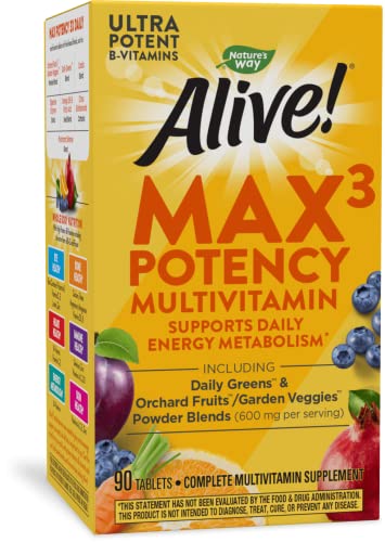 Nature's Way Alive! Max3 Potency Multivitamin, High Potency Antioxidants and B-vitamins to Support Daily Energy Metabolism*, 90 Tablets