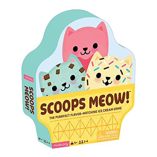 Mudpuppy Scoops Meow! Game from, Fast Paced Memory Matching Game, Easy to Play, Teaches Color Matching and Pattern Recognition, Ideal for 2-4 Players, for Kids 5+, Instructions Included