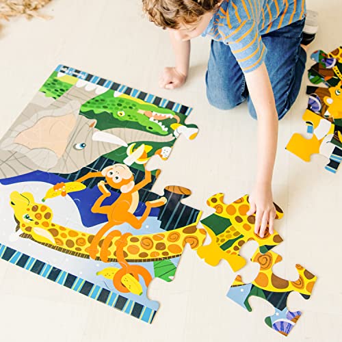 Melissa and Doug Safari Social Jumbo Jigsaw Floor Puzzle (24 pcs, 2 x 3 feet) - Kids Animal Puzzles, Large Floor Puzzles For Preschoolers And Kids Ages 3+
