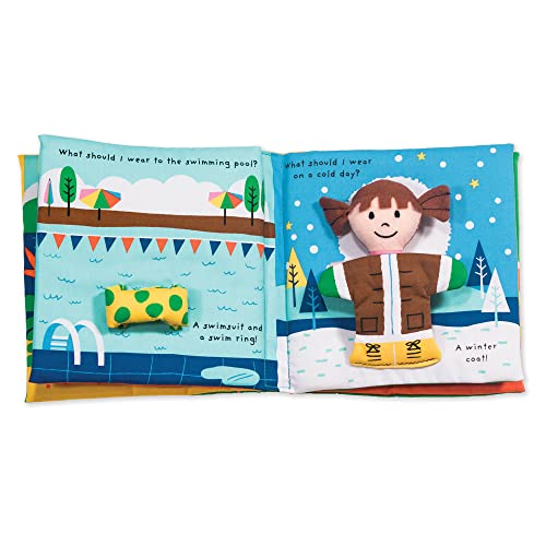 Melissa and Doug Soft Activity Baby Book - What Should I Wear? - Sensory Travel Toys, Dress Up Doll For Babies And Toddlers