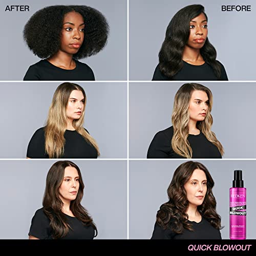 Redken Quick Blowout Heat Protection Spray | Blow Dry Primer Reduces Styling Time | Smooths and Adds Shine | Lightweight Blowdry Spray and Heat Protectant | For All Hair Types | 4.2 fl. oz.