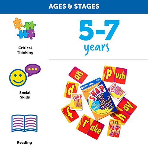 Learning Resources Snap It Up! Phonics and Reading Card Game, Homeschool,Reading Game, 90 Cards Included, Ages 6+