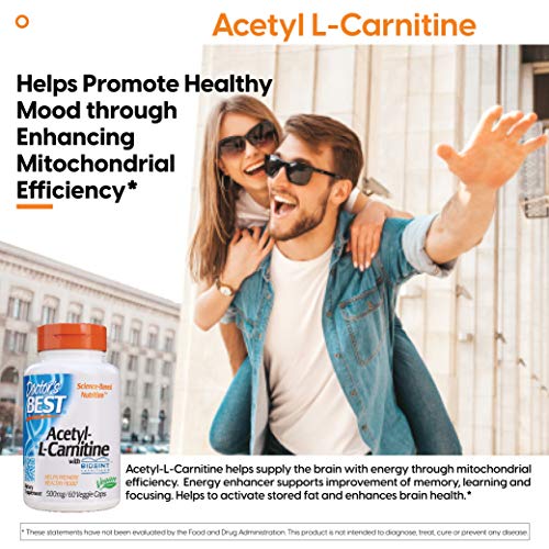Doctor's Best Acetyl L-Carnitine, Help Boost Energy Production, Support Memory/Focus, Mood, Non-GMO, Vegan, Gluten Free