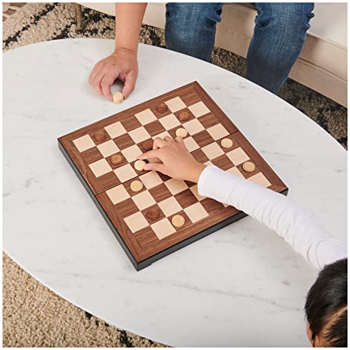 Legacy Deluxe Chess and Checkers Set, Classic Two Player Game Includes Folding Board with Solid Wood Playing Pieces, for Kids and Adults Ages 8 and Up