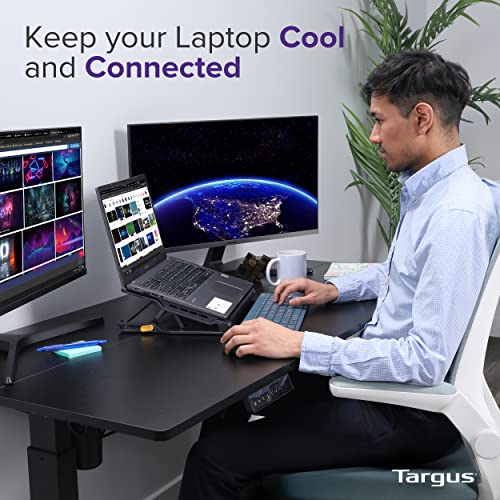 Targus 17' inch Dual Fan Lap Chill Mat Plus - Ergonomic, Neoprene Laptop Cooling Pad, Heat Protection Laptop Cooler, Dual-fan Heat Dispersion, 4 Port USB Hub Laptop Fan, (AWE81US) Black