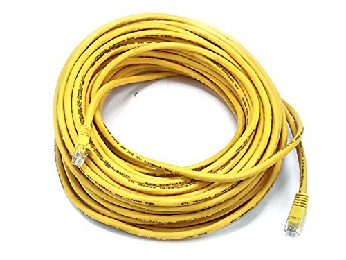 Monoprice Cat6 Ethernet Patch Cable - 75 Feet - Yellow | Network Internet Cord - RJ45, Stranded, 550Mhz, UTP, Pure Bare Copper Wire, 24AWG