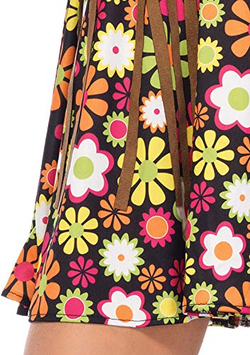 Leg Avenue Women's 2 Pc Starflower Hippie Costume with Dress, Headband, Multi, Medium