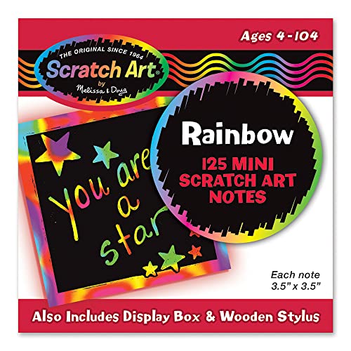 Melissa and Doug Scratch Art Rainbow Mini Notes (125) With Wooden Stylus - Color Scratch Art Mini Notes, Party Favors, Stocking Stuffers, Arts And Crafts For Kids