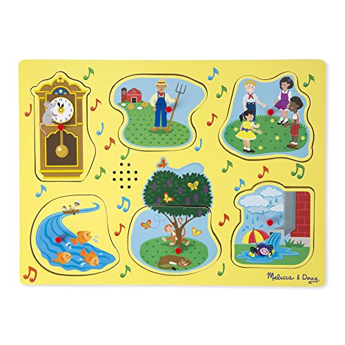 Melissa and Doug Sing-Along Nursery Rhymes Sound Puzzle - Wooden Peg Puzzle (8 pcs)