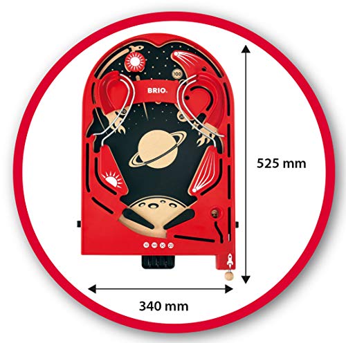 Brio 34017 Pinball Game | A Classic Vintage, Arcade Style Tabletop Game for Kids and Adults Ages 6 and Up,Red