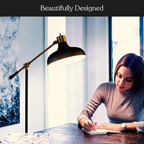 Brightech Wyatt LED Floor Lamp, Industrial Floor Lamp for Living Rooms and Offices – Charming Farmhouse Floor Lamp, Adjustable Head Standing Lamp for Bedroom Reading, Stunning Living Room Decor