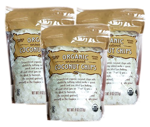 Trader Joe's Organic Unsweetened Coconut Chips (Pack of 3)