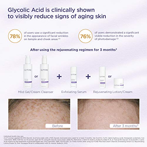 Glytone Rejuvenating Cream with 20 Free Acid Value Glycolic Acid, Moisturizer, Rich Creamy Emollient, Exfoliate, Normal to Dry Skin, 1.7 Fl Oz