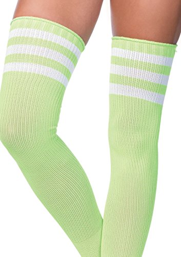 Leg Avenue Women's Athletic Three Striped Knee High Socks, Neon Green, One Size